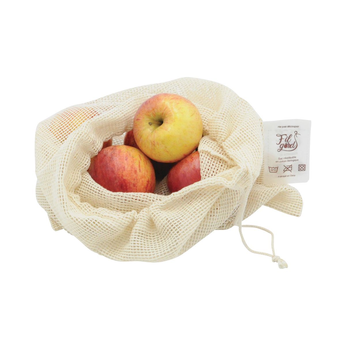 FILETS REUTILISABLES X3 - Lien coulissant Coton Biologique - PUBLI EMBAL